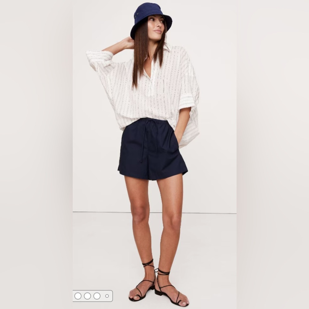 NWT Banana Republic Oversized Popover Shirt White/Black Stripe Sz Small
